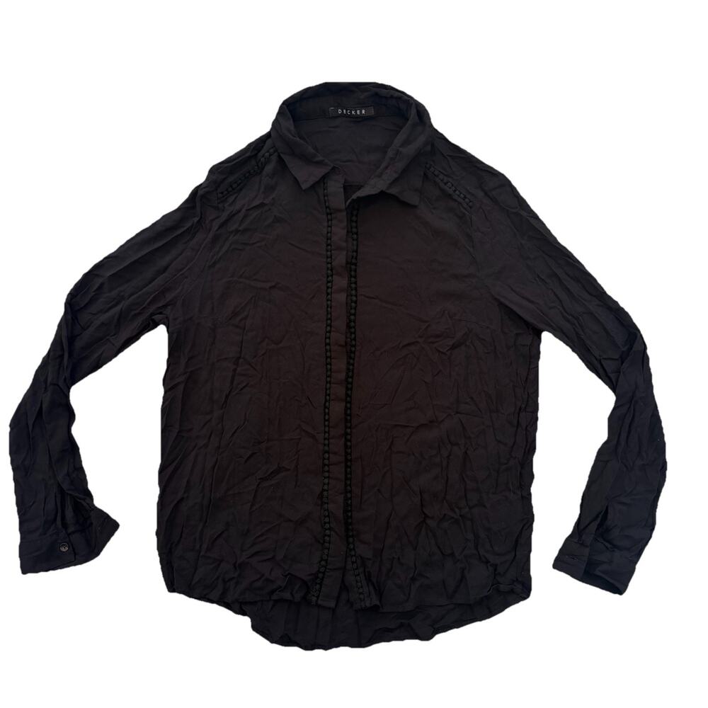 Decker Large Black Women’s Long Sleeve Button Down Blouse